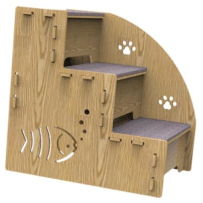 perfk Escalera de Madera de 3 escalones para Perros, escaleras para Gatos, Suministros para Mascotas, escaleras para Perros, para Perros Mayores, Cama,