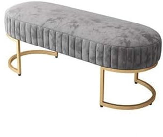 Elegante graue Samt-Schlafzimmerbank mit goldfarbenen Beinen, kleiner Eingangsbereich Ottomane für Wohnzimmer, Foyer, getuftete Bettbank, 100 x 40 x 45 cm