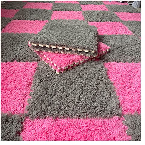 50 Stück Plüschschaum-Bodenmatte, quadratisch, ineinandergreifende Teppichfliesen, flauschige Spielmatte, weicher Kletterbereich, Teppich, Heimspielzimmer, Dekoration, 30,5 x 30,5 cm,