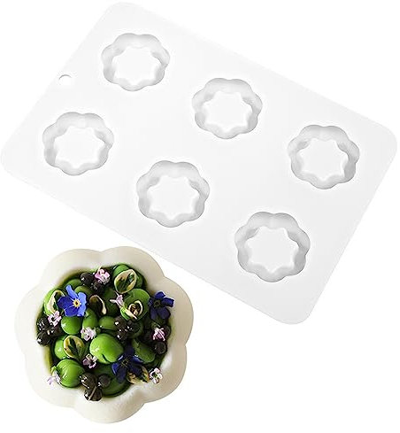 Molde de silicona redondo plano de 6 cavidades para chocolate, pastelería, helado, fondant, postre, pan, molde para hornear