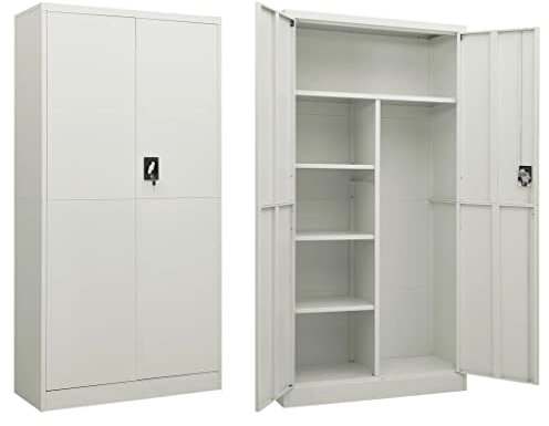 WKIEQACO Schränke & Aufbewahrung, Aktenschränke, Spindschrank, Hellgrau, 90 x 40 x 180 cm, Stahl