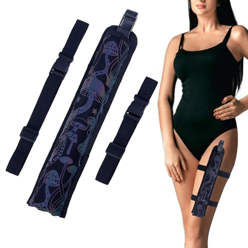 NICENEEDED Rave Fan Holster, Folding Hand Fan Pouch Reflective Fan Rave Holder, Holographic Fan Rave Holder Foldable Fan Sleeves with Waist Belt for Party Summer