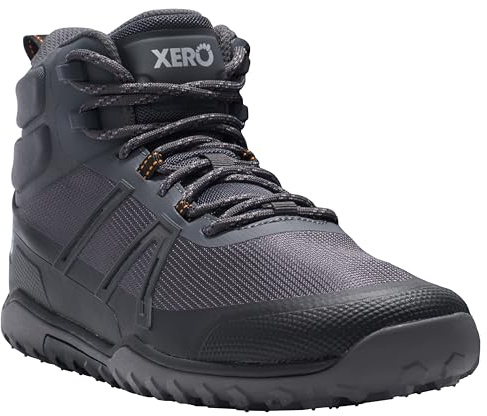 Xero Shoes Men's Scrambler Trail Mid Barefoot Hiking Boot, Asphalt/Black, 8
