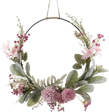 Türkranz Deko - Künstliche Blumen | Metallring Eukalyptus Girlande | Frühlingskranz | Ostern Haustür Frühlingsdeko | Hochzeit Blumenkranz Deko | Frühlings Sommer Für Die Haustür Im Freien