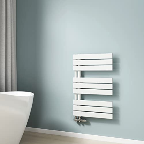 EMKE Toallero de Agua Caliente, 76x50 cm,Blanco, 397 W | Radiador de Baño de Pared, Toallero Baño, Instalación Fácil, Diseño Moderno