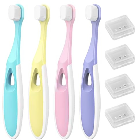 UOPJDD 4 Spazzolini da Denti E 4 Coperture di Spazzolino da Denti, Spazzolino Manuale, Detergente per Denti, Forniture per La Cura Orale.