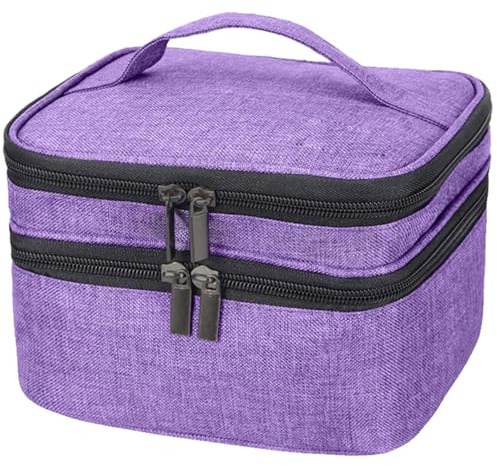 Nagellack organisatör, dubbla lager nagellack förvaringsfodral, reselackförvaringspåsar, poleringsväska, hållare., Lila