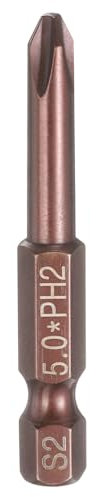 sourcing map #2 Embout de tournevis cruciforme PH2 6,35 mm tige hexagonale 50 mm de long tige de 0,5 cm Forets à tête cruciforme magnétique en acier S2 Tournevis industriel Outils électriques Marron
