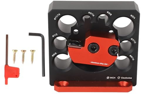 Haosie 8 Holes Adjustable Dowel Jig, Aluminum Alloy Dowel Maker | Black and Red Drill Jig for Wooden Rods Sticks Woodworking