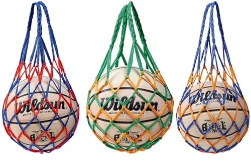 LaresDay 3 Stück Hochwertiges & Robustes Ballnetz Tragbar - Universal Sport Netz für Fußball, Volleyball, Basketball - Mit Stabilem Tragegriff