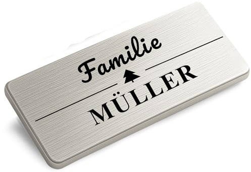 XMHome 1 Edelstahl Türschild selbstklebend personalisiertes Namensschild mit Lasergravur wetterfest für Haustür, Briefkasten, Klingel Made in Germany 100 * 50mm 1 Stück
