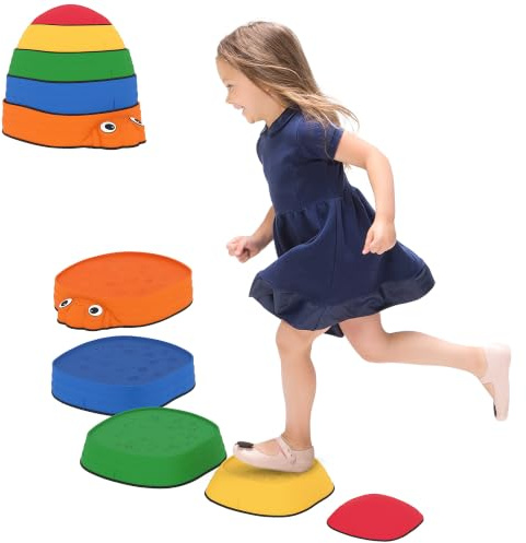 AIYAPLAY Balanciersteine für Kinder 5 Stück Rutschfeste für 2-8 Jahren | Sensorisches Spielzeug, Trittsteine für Kinder, für Gleichgewicht, Motorik & Fantasie, Drinnen und Draußen