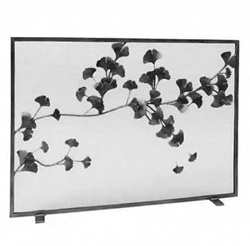 GTPBAO Funkenschutzgitter Kamingitter, Einzelplatte 100×73cm B X H Schmiedeeisen Funkenschutz Aus Metall für Wohnzimmer/Flammenofen Schwarz