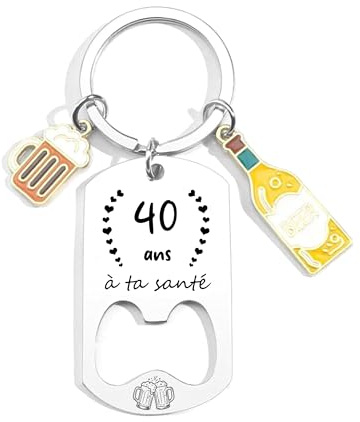 FGHJK Porte clef pour 40 Anniversaire,Cadeau Décapsuleur Personnalisé - Porte-clés Anniversaire 40 ans Garcon Idée Cadeau 40 Homme et Femme Porte-clés Original Homme (40 ans)