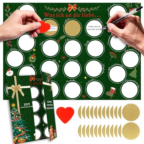 Calendrier de l'Avent à gratter DIN A3, Ce que j'aime chez toi DIY À remplir Carte surprise à gratter, 2025 Calendrier de l'Avent à faire soi-même Calendrier de Noël pour couple, ami, famille