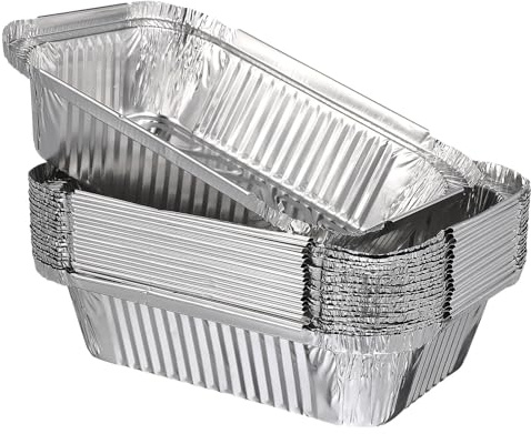 NOLITOY 20 pièces Plateau Aluminium Jetable Carré pour Cuisson et Barbecue Barquettes Aluminium pour Préparation Repas Rôtissage et Présentation Lors de Fêtes