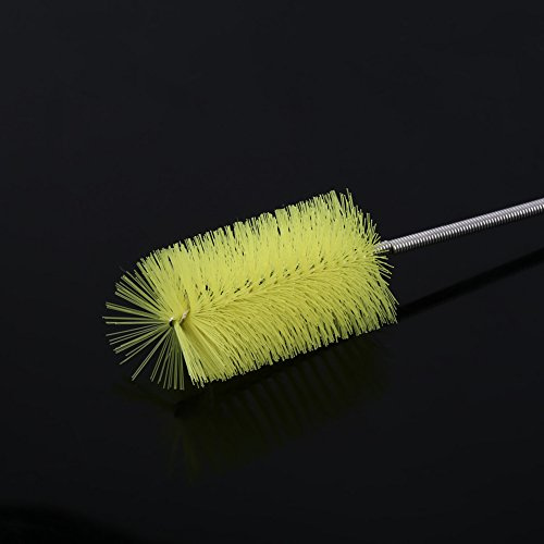 HEEPDD Double Tube Bendable Long Handle Cleaning Brush, for Cleaning Narrow Neck Bottles, Pots, and Straws, 0.37-1.38in Diameter, Ideal for Household Use (Yellow)