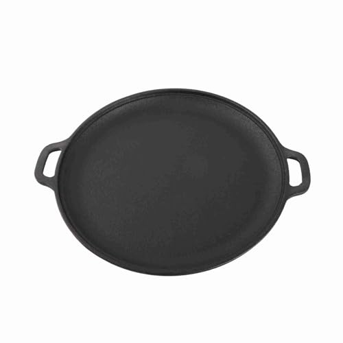 Beufee Padella in Ghisa, Padella da Campeggio per Esterni con Doppio Manico Padella per Pizza Antiaderente Forno Rotondo Padella SICURAS per Grill Piano Cottura a Induzione