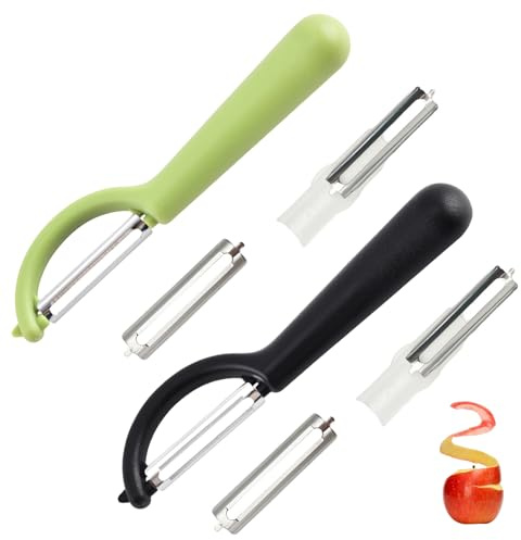 2 Stück P-Sparschäler für Tupper mit 4 Ersatzklingen,Schäler für Tupperware Ersatzteile,Kartoffelschäler für Spargelschäler,Edelstahl Ersatzklinge für Gemüseschäler,Schälmesser,Orangenschäler,Peeler