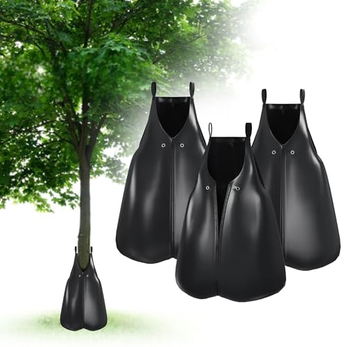 UISEBRT 75L Wassersack für bäume,Baumbad Bewässerungssack aus UV beständigem PVC,Bewässerungsbeutel Gießsäcke mit Reißverschluss für Garten & Stadtgrün Baumbeutel,3er Set Schwarz