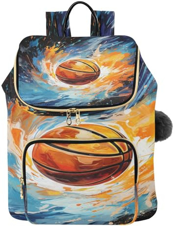 KAAVIYO Main De L'espace Dessin Basket Sac à Dos Tendance pour étudiants,Sac à Bandoulière pour Livres,Sac de Voyage pour Jeunes