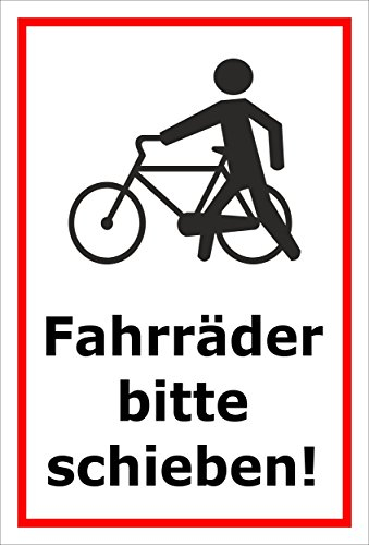 Melis-Folienwerkstatt Schild - Fahrräder schieben - 30x20cm | 3mm Aluverbund – S00050-028-B -20 Varianten
