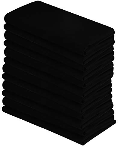 DG Collections 100% Cotton Flour Sack Towels – 12 Pack, 27x27 Inches, Black, Lint-Free, Pre-Washed, Hemmed Edges – Reusable Kitchen Towels for Cleaning, Embroidery, Printing & Crafts - Black