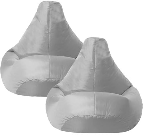 Bean Bag Bazaar Dalton Kids Bean Bag, Grey, 2 Pack, Water Resistant, Gaming Chair for Kids, Beanbag for Indoor and Outdoor Use with Filling Included, Childs Chair ideal for Bedroom, Playroom, Garden