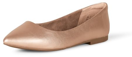 Amazon Essentials Women's Pointed-Toe Ballet Flat, Rose Gold, 3 UK