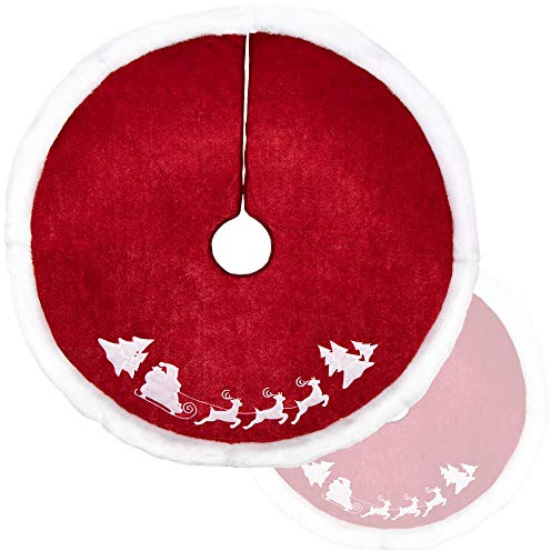 COM-FOUR® Premium Weihnachtsbaumdecke zum Schutz vor Tannennadeln | runde Christbaumdecke für den Lichterbaum - Unterlage mit Weihnachtsmotiv - für Geschenke und Dekoration
