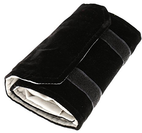 Senmubery Rotolo di Gioielli Borsa di Gioielli, Fatta di Flanella, per, per conservare Gioielli Quando Si Viaggia - Nero, Grigio, Piccolo