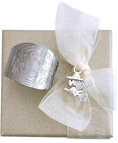 SIMBOLIKS Anillo Arcángeles Ajustable Sigilo Sello de Salomón Sello Siete Arcángeles Joyería energética Protección Hombre y Mujer Acero inoxidable Amuleto 7 Arcángeles Pentagrama
