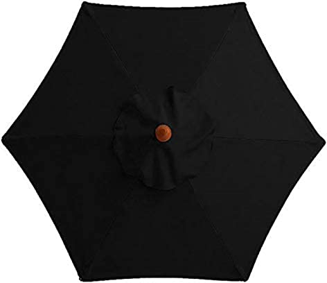 TIUTIU 6 Rippen Sonnenschirm Ersatz Baldachin Abdeckung Outdoor Markt Tisch Schirm Schirm Baldachin Anti-Ultraviolett Regenschirm Ersatz Stoff, 2m/2,7m/3m (2M / 6.6Ft,Black)