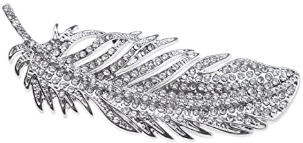 EMSea Broche Strass Plume Mode Délicat Épinglette Broche Badge Épingle à Vêtements pour Femmes Chapeau Sac de Mariage Anniversaire Robe Élégante Accessoires
