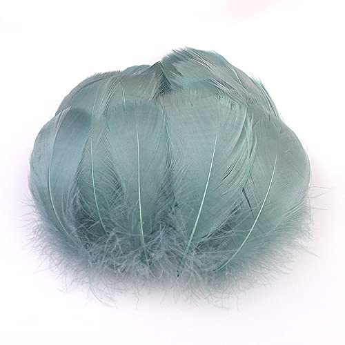 100 Stück Bunte Feder zum Basteln Naturfedern Gänsefedern Indianer Bastelfedern für DIY Kunstwerk Masken Hüte Ohrringe Haarschmucken Traumfänger Hochzeit Karneval Party Dekoration,7-12cm Grau Blau