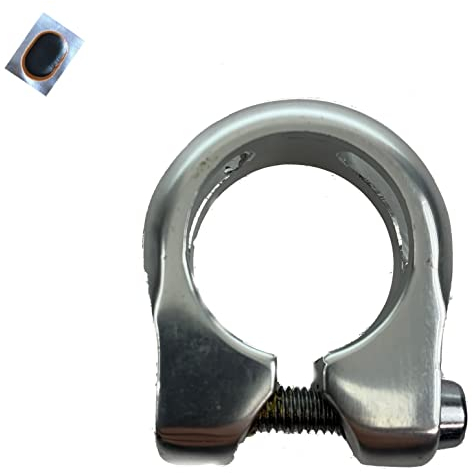 Aluminium Sattelklemmring f. Sattelstütze Ø 28,6 mm Sattelklemme Silber inkl. Schlauchflicken