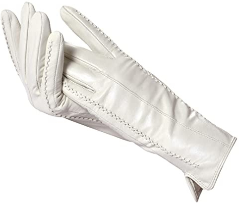 Mode neue Damenhandschuhe, Schaffell Damen Winterhandschuhe, Mehrfarbige Damen Lederhandschuhe Beige 6,5