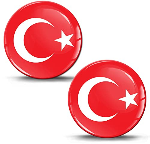 Biomar Labs Türkei Rund Auto Flagge Aufkleber 3D Doming 2er Set F 264