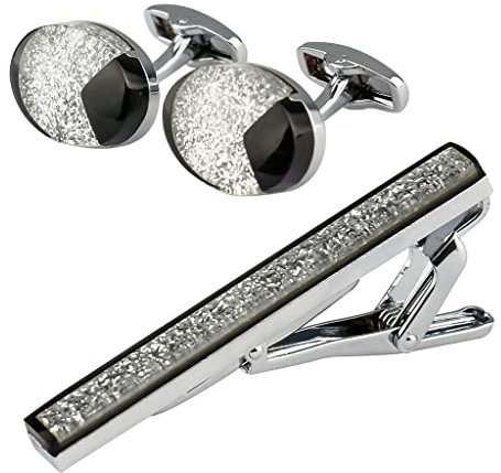 Graue Manschettenknöpfe und Krawattennadel-Set Herren-Manschettenknöpfe mit französischem Kragen (Color : A, Size : One Size)
