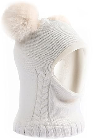FURTALK Kleinkind Baby SchalMütze warm gefüttert Kinder Strickmütze Pom Pom Wintermütze für Mädchen und Jungen