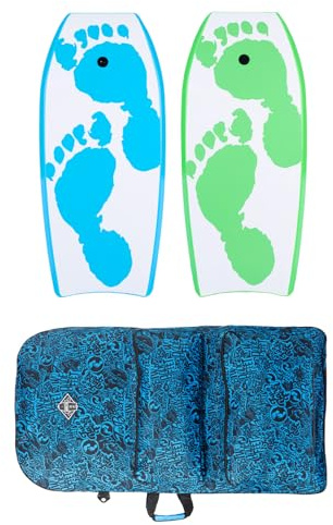 Two Bare Feet 42 Bodyboard Bundle - 2 x 42 'Future' Bodyboards of your choice + Premium Double Carry Bag (Future Print (Aqua)+Future Print(Green)+Blue Bag)