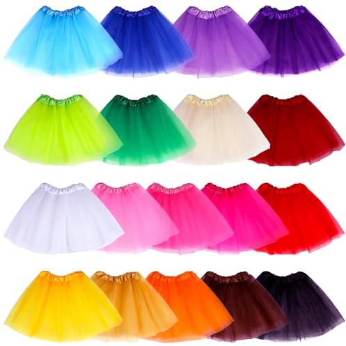 Hoemwarm 18 Pcs Girls Tutu - 3 Layers Multicolor Skirt for Toddlers, Princess Dresses, Dance Fluffy Tulle Skirt for Birthday Party Costume