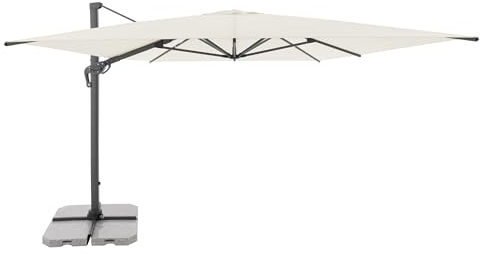 Doppler großer Pendelschirm Jack 400x300cm Natur I Sonnenschirm für Terrasse I Ampelschirm knickbar I Kurbelschirm UV-beständig aus Aluminium I Multifunktions-Pendelschirm