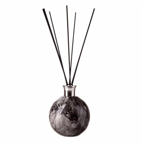 Amelia Art Glass Reed Diffuser Large Sphere in Black & Grey (Black Marble Effect)