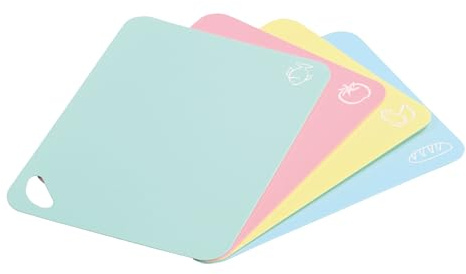 KESPER | Flexibelt skärunderlägg, set om 4, material: plast (PE), mått: 38 x 29 x 0,2 cm, färg: mint, rosa, gul, turkos | 30590