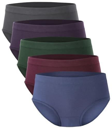 BAMBOO COOL Womens Underwear, Moisture-Wicking Briefs, Soft and Breathable Panties, Mid Waist, 5-Pack