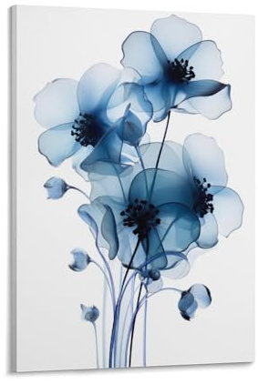 Blaue Blumen Wandkunst Leinwand Drucke Moderne Mohnblume Abstrakte Blumenbilder auf Leinwand Poster Wanddekoration für Heimdekorationen