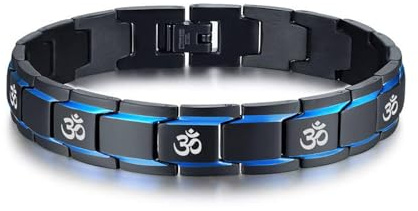 2-Ton Schwarz Blau Edelstahl Religiös Glauben Symbol Gliederarmband Für Herren Jungen Bruder, Mason Link Armband Geschenk Für Herren, Viel Glück Schutz Schmuck, Tool zum Entfernen von Links