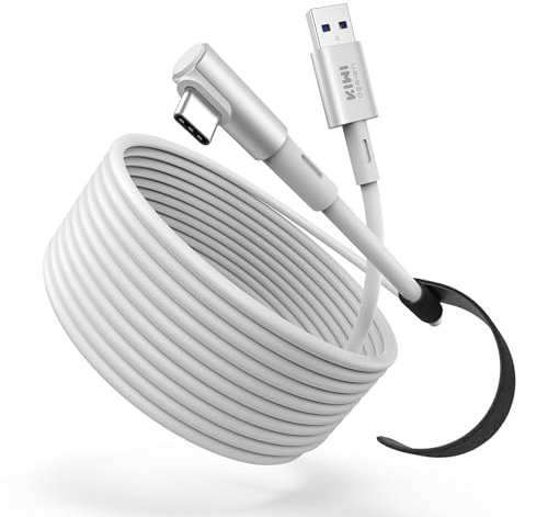 KIWI design Link Kabel 3 Meter Kompatibel mit Meta Quest 3S/Quest 3 Zubehör, Quest 2/Pro/Pico 4 PC Steam VR, USB 3.0 Link Kabel mit 5Gbps Super Speed (Weiß)