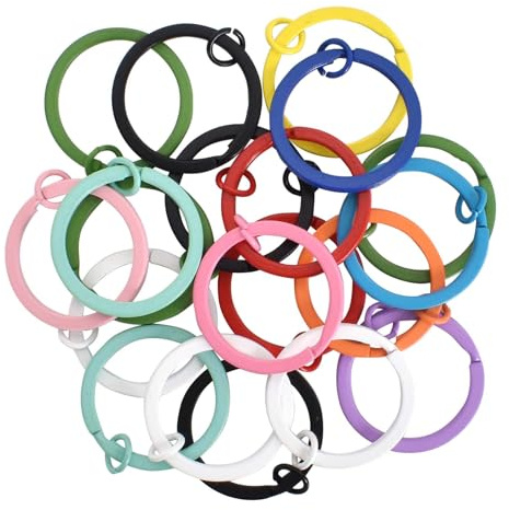 Disnace Lot de 20 Anneaux de Porte-Clés en Métal Coloré, Anneau Brisé Porte Clés, Porte-Clés en Métal Rond, Porte-Clés Plats Colorés, Ronds Fendu Anneaux Colorés pour Clés Artisanat Décoration